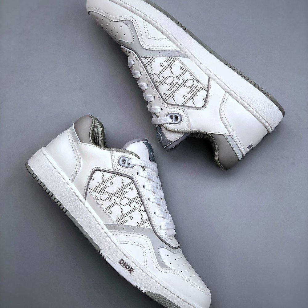 Dior B27 leather low-top casual sneakers white sz 9